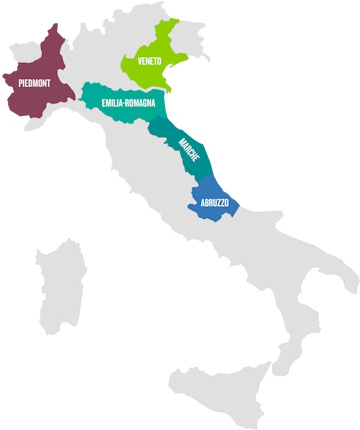 Map of regions being tasted